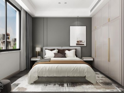 现代简约卧室3D模型下载